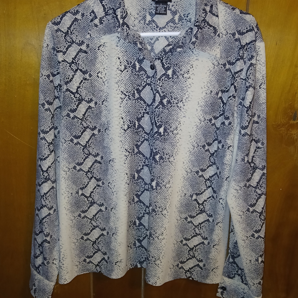 Snakeskin Print Long Sleeve Blouse
